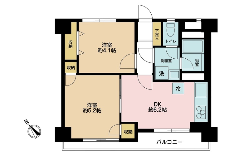 その他 2DK、専有面積37.26m2、バルコニー面積4.86m2