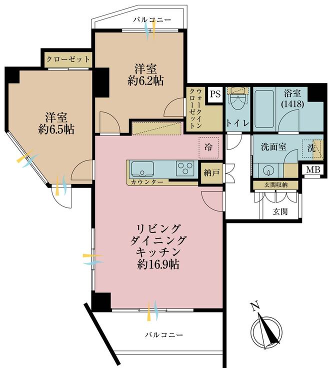 その他 2LDK、専有面積68.1m2