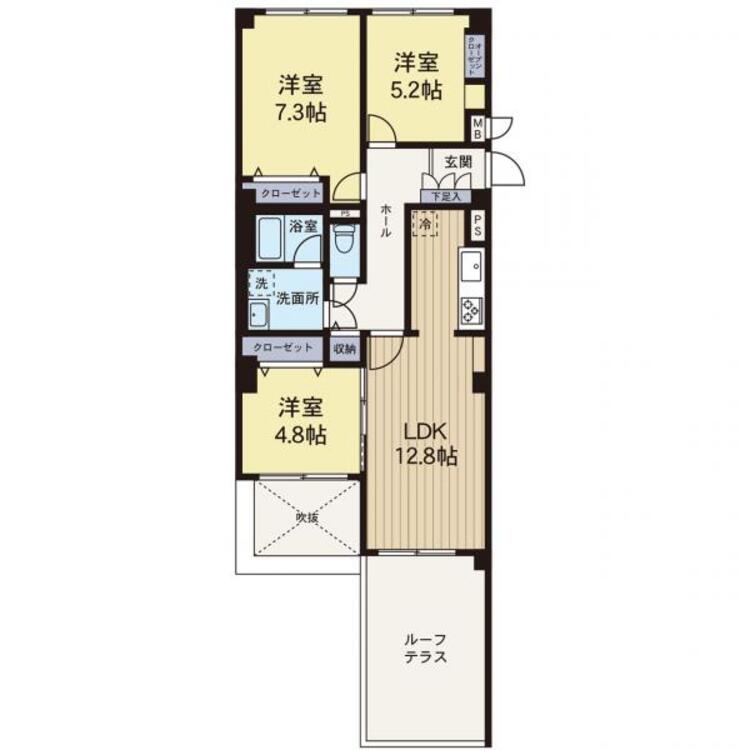 間取り 【間取り図】時間のゆとりと空間、暖かな陽光がもたらす光と風を独占してください。ここから新しい暮らしが始まります。