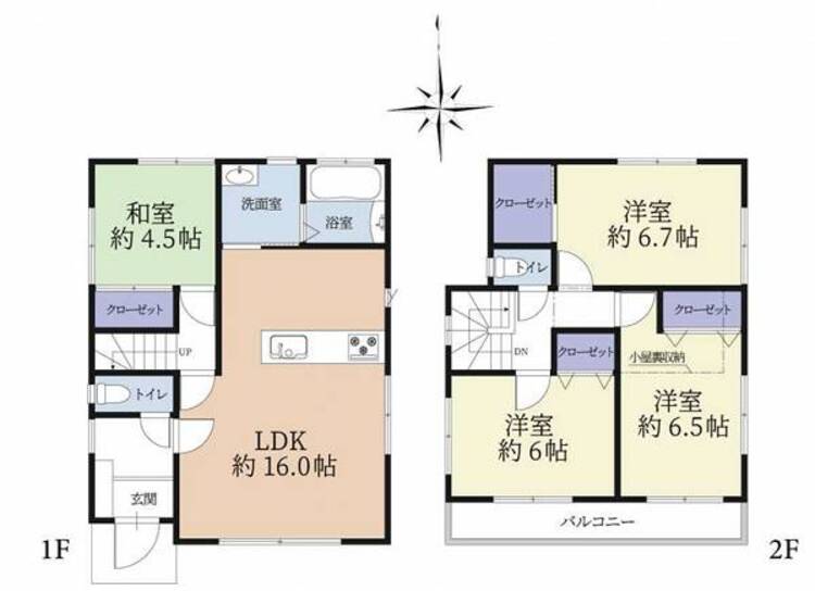 間取り 快適な暮らしにふさわしい2F全居室6帖以上、心地よい住まい。