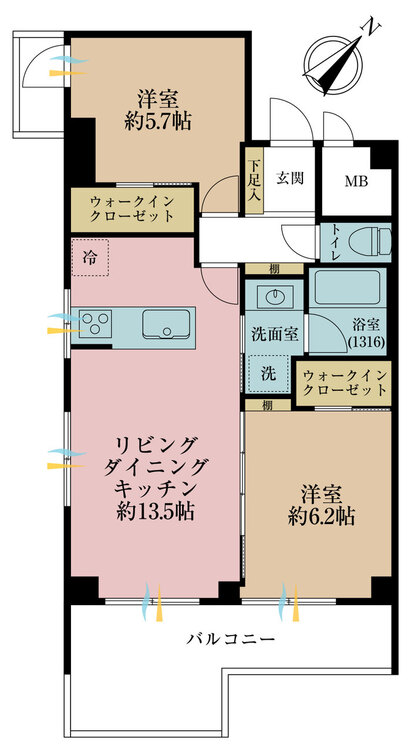 その他 2LDK、専有面積57.76m2