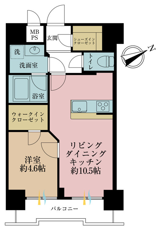 その他 1LDK、専有面積41.82m2、バルコニー面積5.29m2