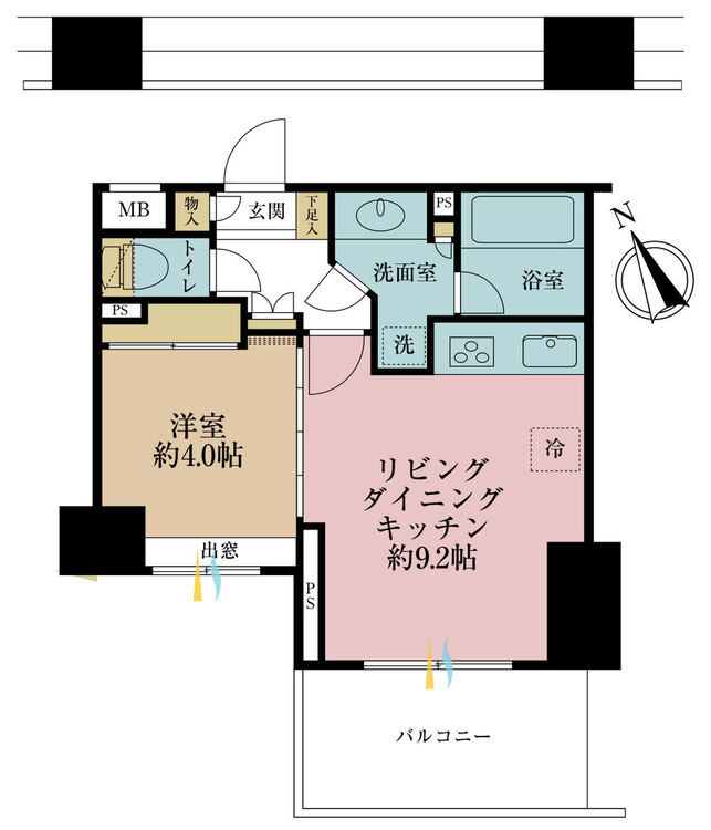 その他 1LDK、専有面積33.81m2、バルコニー面積6.92m2