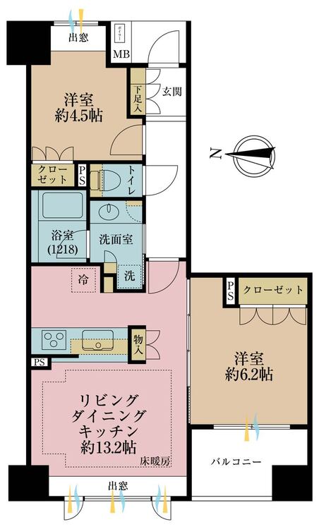 その他 2LDK、専有面積56.45m2、バルコニー面積5.4m2