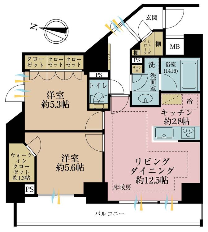 その他 2LDK、専有面積59.29m2、バルコニー面積9.31m2
