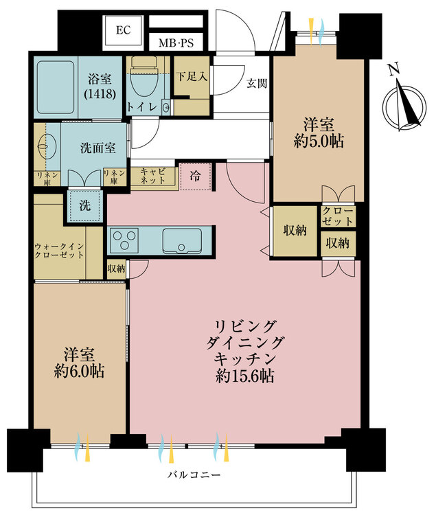 その他 2LDK、専有面積70.38m2、バルコニー面積12.75m2