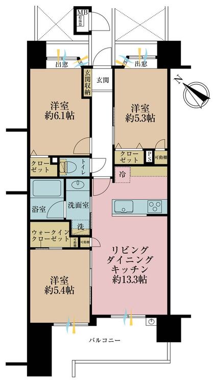 その他 3LDK、専有面積66.27m2、バルコニー面積12.04m2