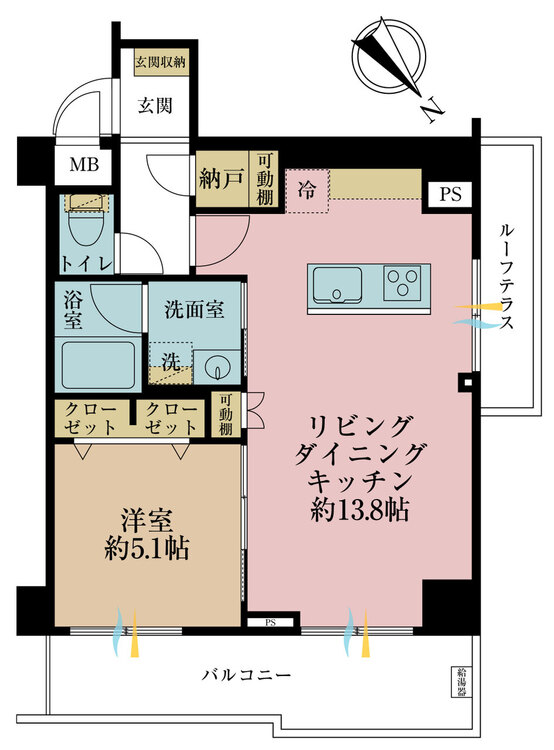 その他 1LDK、専有面積47.16m2、バルコニー面積7.22m2