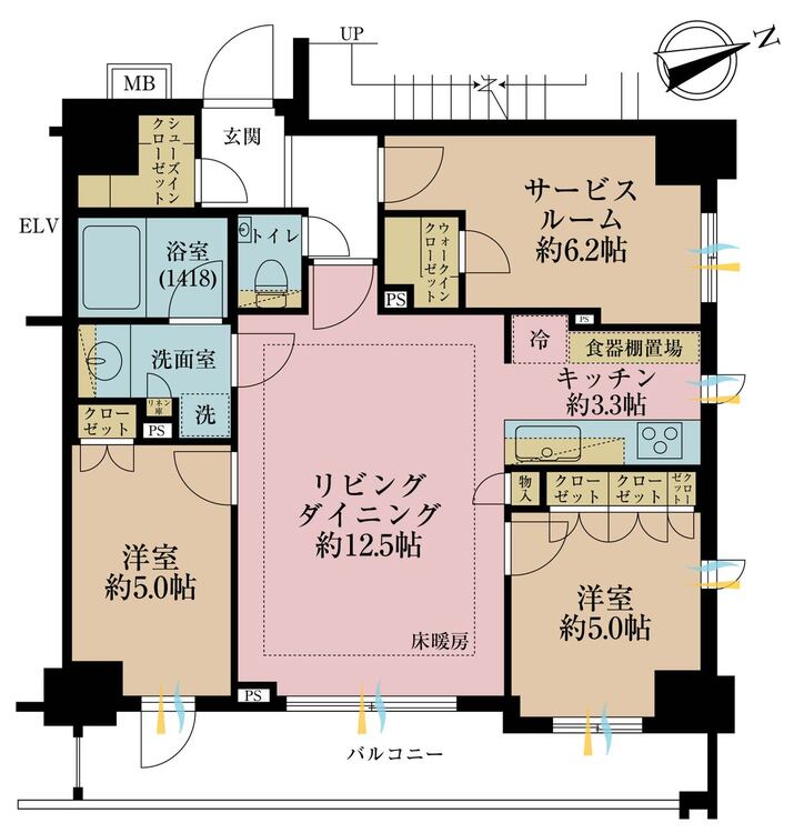 その他 2LDK+S（納戸）、専有面積70.15m2、バルコニー面積10.56m2