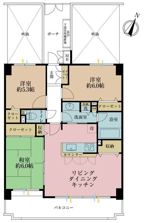 その他 3LDK、専有面積70.7m2、バルコニー面積13.03m2