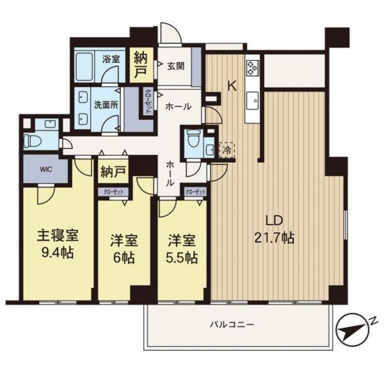 間取り 【間取り】7階のお部屋で眺望日当り良好です。
