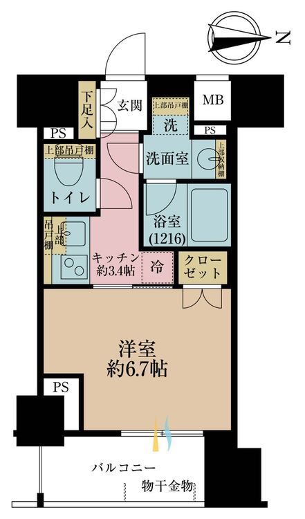 その他 1K、専有面積25.45m2、バルコニー面積4.56m2