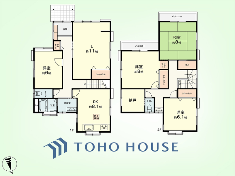 間取り 4SLDK　土地面積159.39平米、建物面積122.55平米