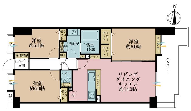その他 3LDK、専有面積68.4m2、バルコニー面積11.67m2