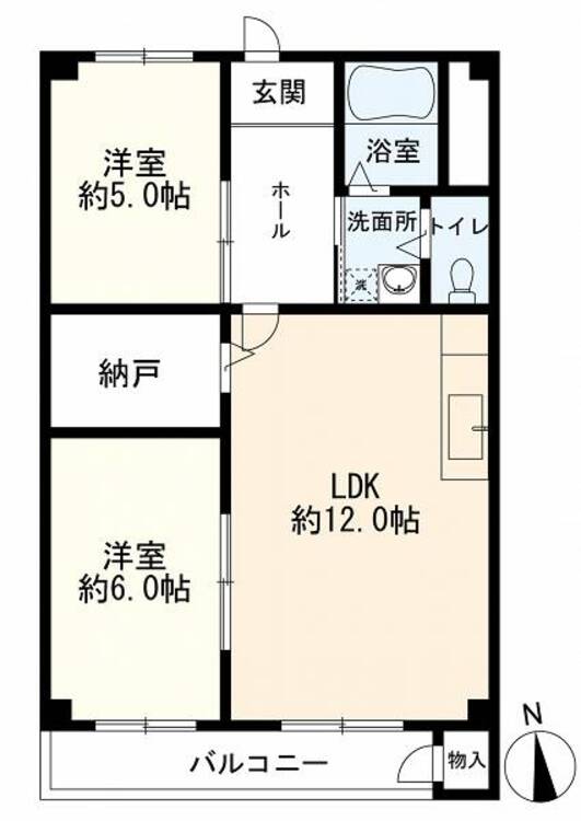 間取り ２ＬＤＫ＋Ｓ（納戸）