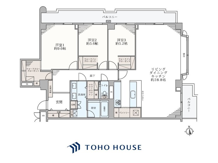 間取り 【house the light is illuminat】採光と風　家事導線も比較的良好で、風通しの良さで過ごしやすい麗(うら)らかな気分にさせてくれるリビング