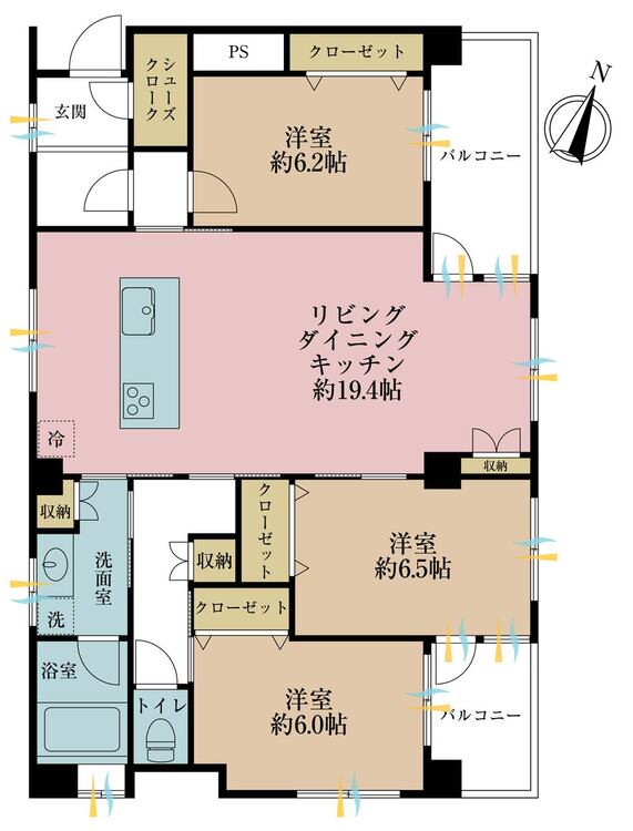 その他 3LDK、専有面積90.62m2