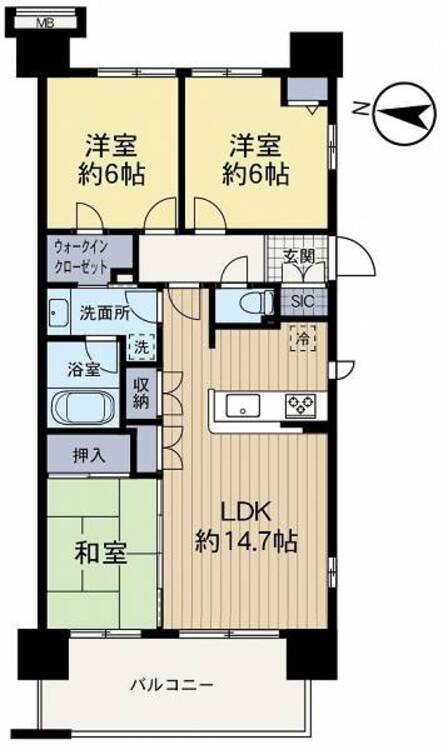 間取り 充実のプライベートスペース、全居室6帖以上の住まい。
