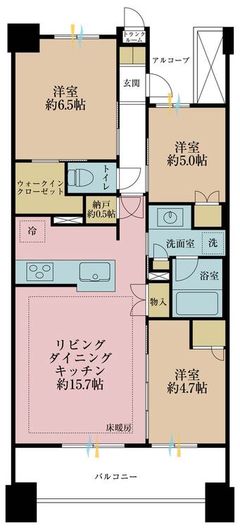 その他 3LDK+S（納戸）、専有面積71.46m2、バルコニー面積11.49m2