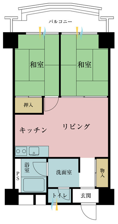 その他 2DK、専有面積54.58m2