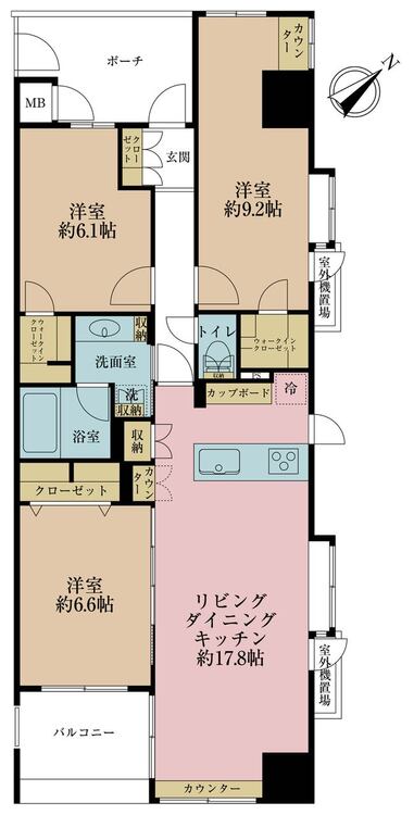 その他 3LDK、専有面積84.34m2、バルコニー面積6.41m2