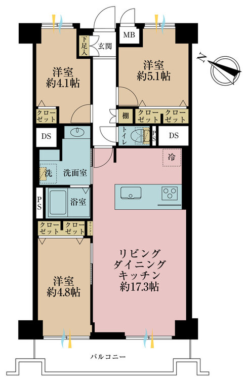 その他 3LDK、専有面積71.59m2、バルコニー面積8.25m2