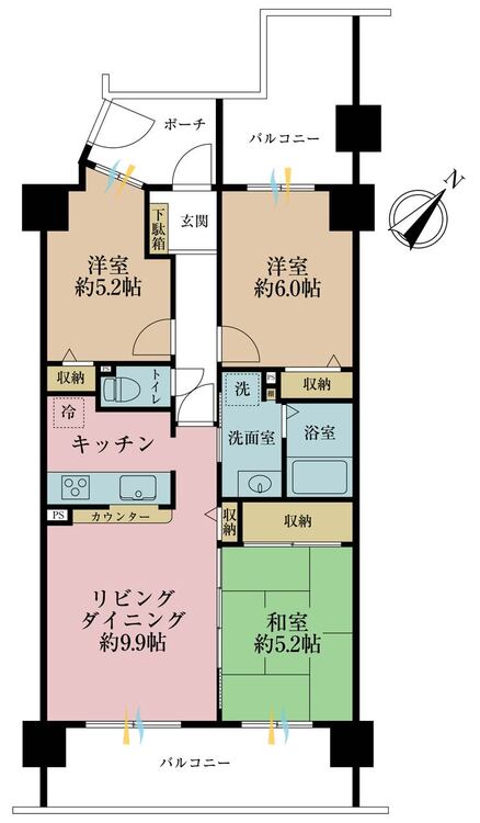 その他 3LDK、専有面積66.05m2、バルコニー面積19.62m2
