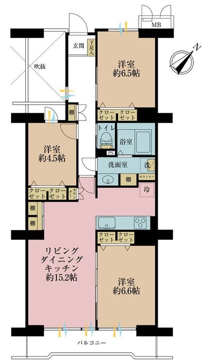 その他 3LDK、専有面積76.35m2、バルコニー面積9.92m2