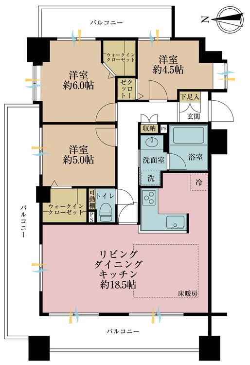 その他 3LDK、専有面積76.97m2、バルコニー面積35.52m2