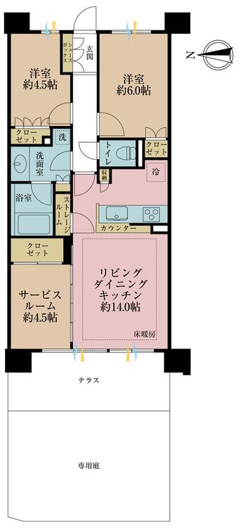 その他 2LDK+S（納戸）、専有面積66.34m2、バルコニー面積11.9m2
