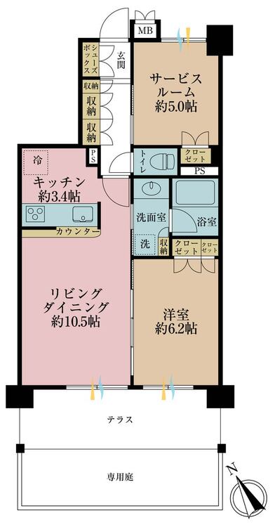 その他 1LDK+S（納戸）、専有面積55.62m2、バルコニー面積10.8m2
