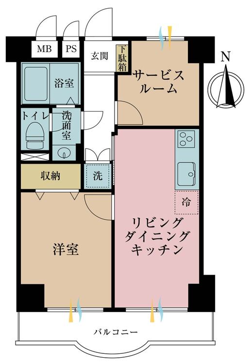 その他 1LDK+S（納戸）、専有面積43.2m2、バルコニー面積3.44m2